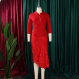 Women Spring Lace Patchwork African Dress