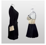 Deep V neck Lace Bow Satin Night Dress Robe Two Piece Sleepwear Set