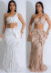 Women sleeveless one-shoulder Crop Top and sexy Bodycon skirt two-piece set