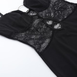 Spring Sexy Lace Patchwork Strap Short Dress
