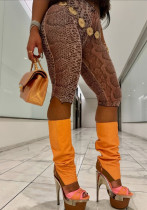 Women trendy stretchy animal print cropped pants