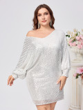 Plus Size sequin Cocktail Party Dress Evening Gown