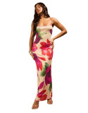 Print Summer Women's Holiday Style Strappy Long Dress