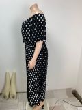 Summer Polka Dot Print Fashion Casual Long Plus Size Dress