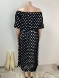 Summer Polka Dot Print Fashion Casual Long Plus Size Dress