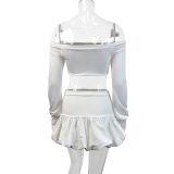 Spring Women's Fashion Sexy Crop Top Mini Skirt  Set