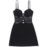 Spring Sexy Lace Patchwork Strap Short Dress