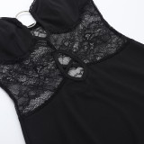 Spring Sexy Lace Patchwork Strap Short Dress
