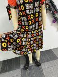 Women elegant zipper contrast color pleated Lace-Up Dress