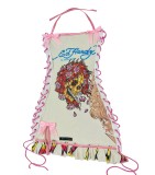 Women retro Print drawstring Strapless Dress