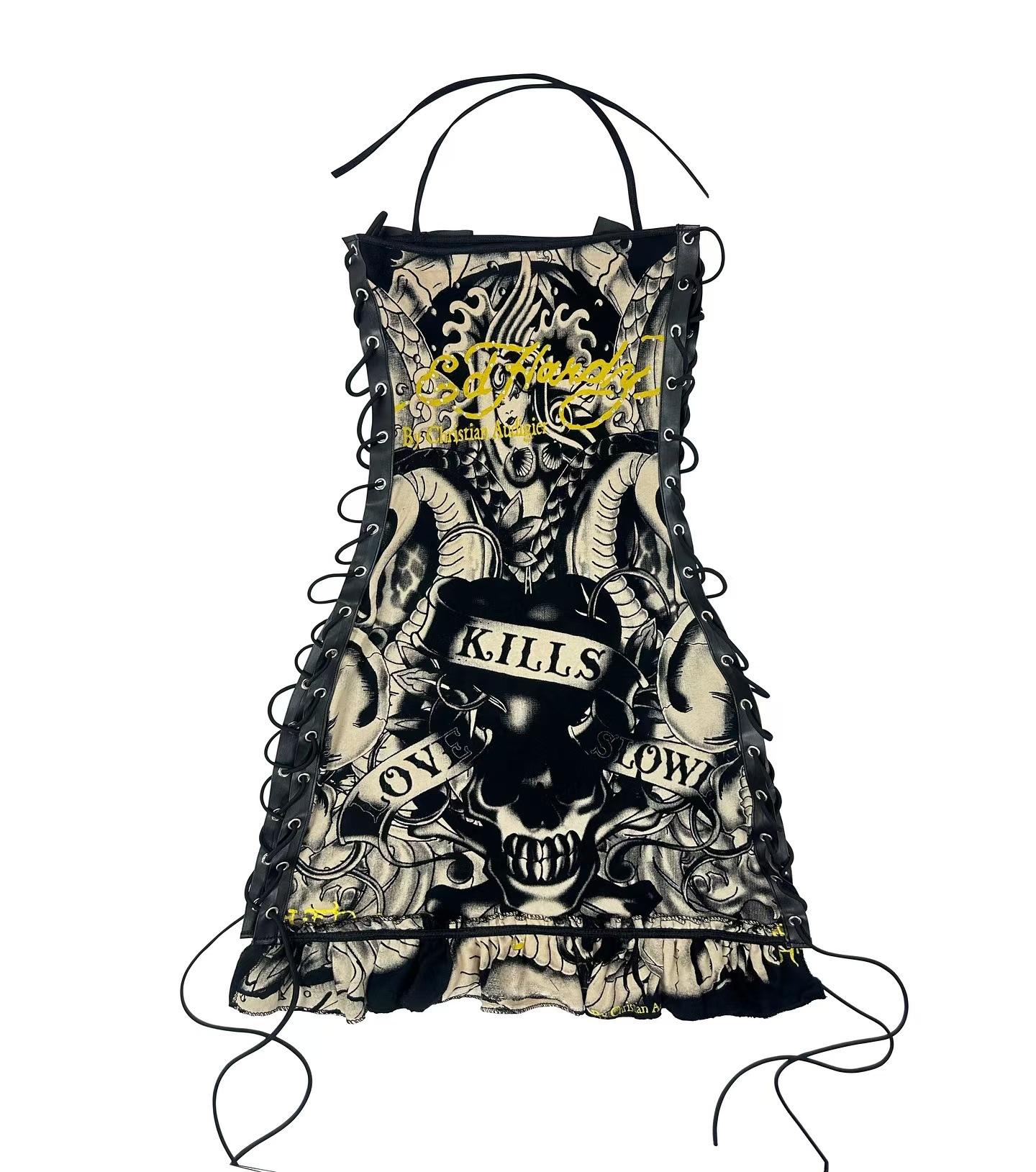 Retro Print Drawstring Strapless Dress for Summer Vacations