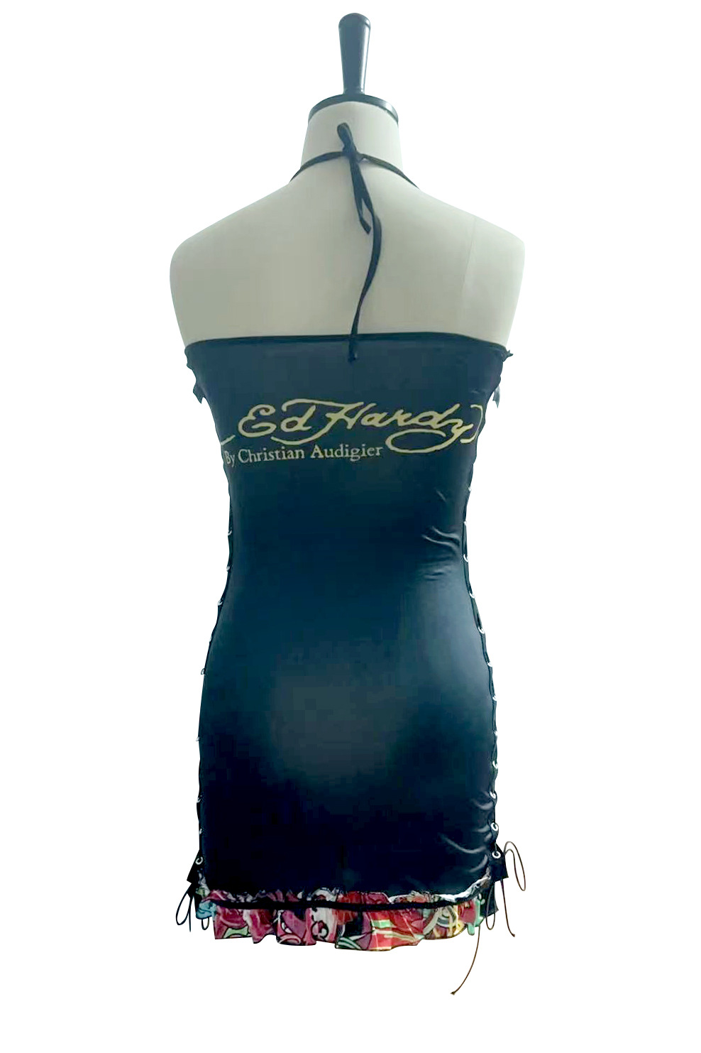 Retro Print Drawstring Strapless Dress for Summer Vacations