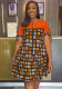 Women elegant zipper contrast color pleated Lace-Up Dress