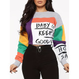 Spring & Autumn Women's Casual Letter Print Long-Sleeve Casual T-Shirt Top