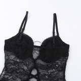 Spring Sexy Lace Patchwork Strap Short Dress