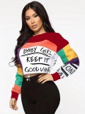 Spring & Autumn Women's Casual Letter Print Long-Sleeve Casual T-Shirt Top
