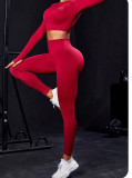 Seamless Tight-Fitting Yoga Set for Women Outdoor Wear Long-Sleeve Top Butt-Lifting Running Leggings Set