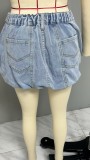 Summer Pocket Denim Short Skirt