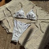 Pearl Patchwork Two-Piece Bikini Swimsuit
