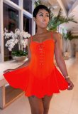 Women's Summer Strap Lace-Up Short Dress