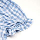 Women's Summer Bow Tie Plaid Casual Top