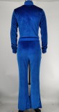 Women's Autumn Winter Velvet Zipper Pocket Two Piece Tracksuit