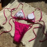 Pearl Patchwork Two-Piece Bikini Swimsuit