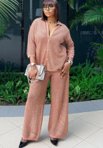 Plus Size Knit Cardigan Wide-Leg Trousers Two-Piece Set Plus Size Knit Cardigan Wide-Leg Trousers Two-Piece Set