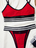 Striped Colorblock Sports Two Piece Bikini Swimsuit