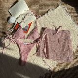 Mesh Three-Piece Lace-Up Bikini Swimsuit