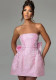 Women's Summer Solid Color Jacquard Strapless Bow Party Dress