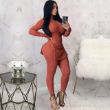 Women slit Ribbed sexy Top and Pant two-piece set