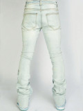 Men's Ripped Denim Cargo Straight Pants