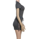 Women spring Summer sexy embroidered Top Solid and shorts two-piece set