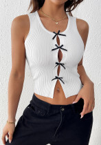 Women's Spring Summer Bow Top Hollow Knit Vest