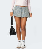 Summer Pocket Denim Short Skirt
