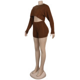 Women's Knit Sweater Shorts Nightclub Two-Piece Set