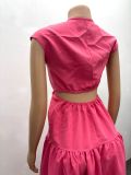Women's Summer Open Waist Solid Color Long Dress