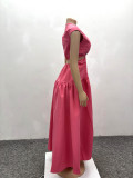 Women's Summer Open Waist Solid Color Long Dress