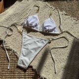 Pearl Patchwork Two-Piece Bikini Swimsuit