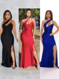 Women's Summer Slash Shoulder Strap Evening Dress