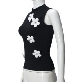 Women's Elegant Round Neck Flower Vest Top