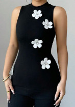 Women's Elegant Round Neck Flower Vest Top
