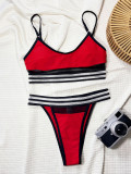 Striped Colorblock Sports Two Piece Bikini Swimsuit