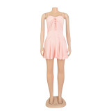 Women's Summer Strap Lace-Up Short Dress