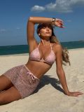 Mesh Three-Piece Lace-Up Bikini Swimsuit