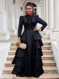 Black Ruffled Plus Size Long Cake Dress