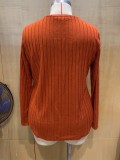 Women's Autumn Winter Solid Color Ribbed V-Neck Plus Size Pullover Top
