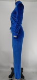 Women's Autumn Winter Velvet Zipper Pocket Two Piece Tracksuit