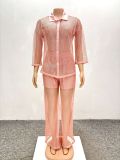 Plus Size Knit Cardigan Wide-Leg Trousers Two-Piece Set
